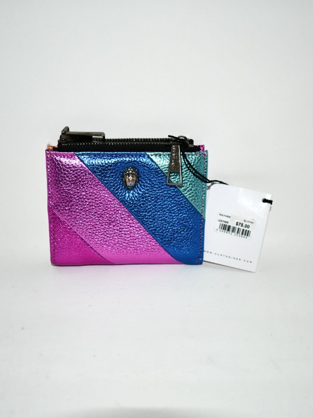 Kurt Geiger Rainbow Stripe Mini Bifold Wallet #9129869109 NWT